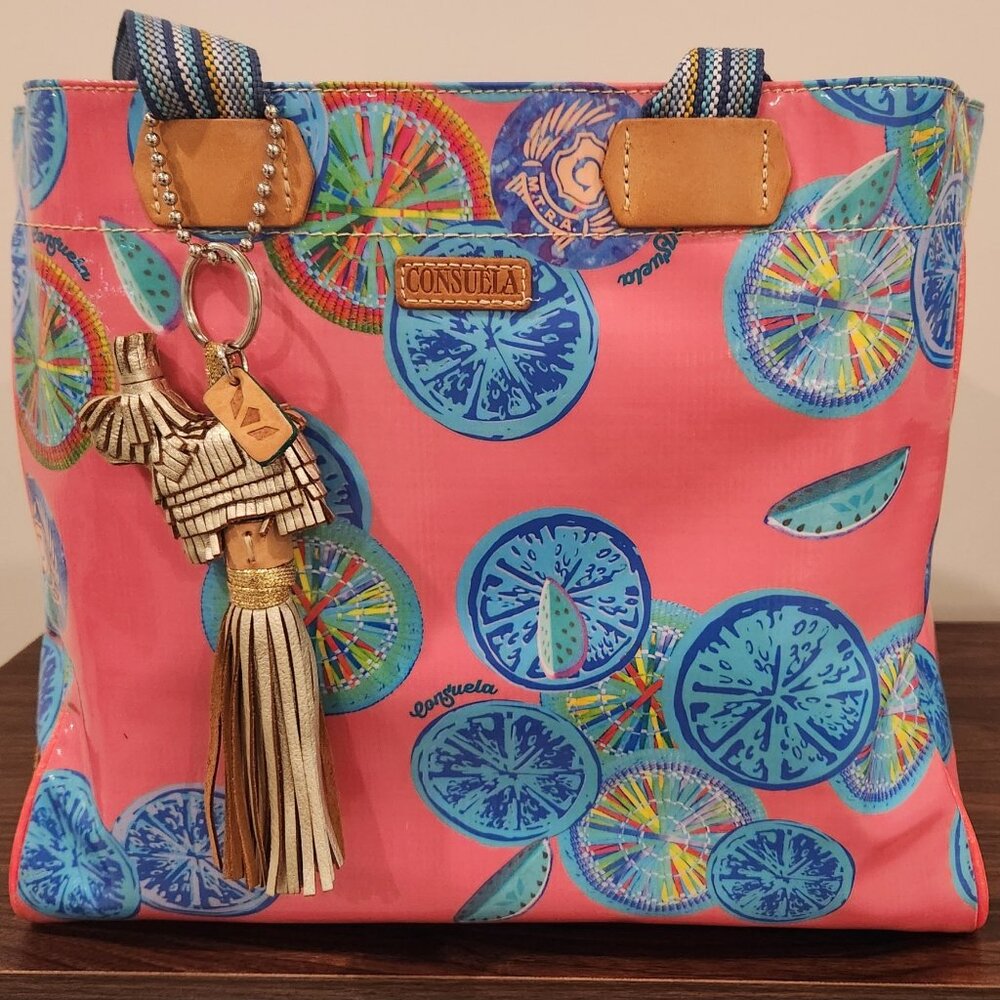 Journey Tote in Frenchie Leather bag with charm